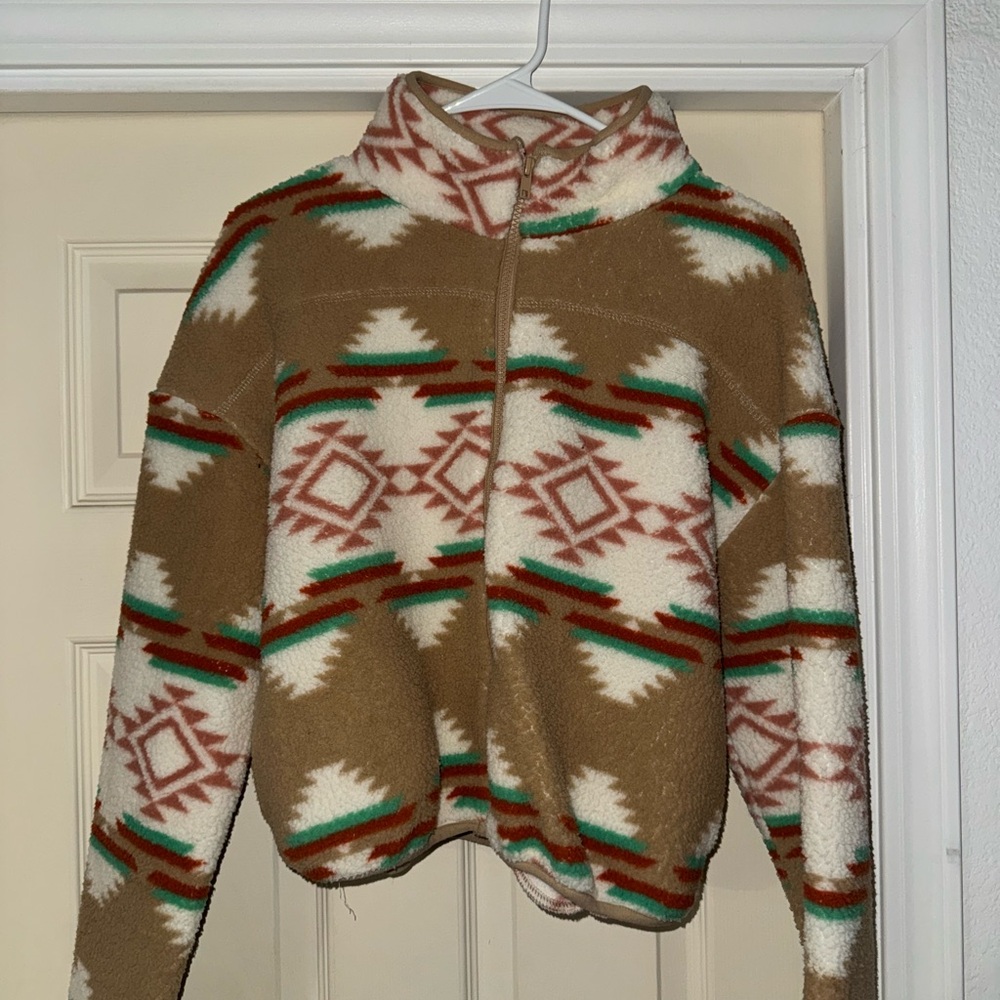 Aztec/Western zip up crop coat.
